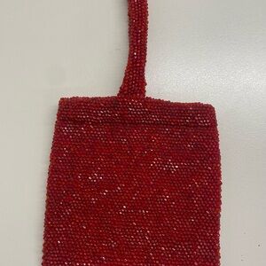 Evening  bag  Red beaded Evening bag Vintage